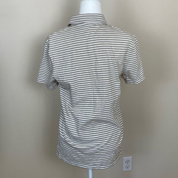 J. Crew Factory Striped Slub Cotton 3 Button Pocket Polo Size Medium (N5) - Picture 2 of 9